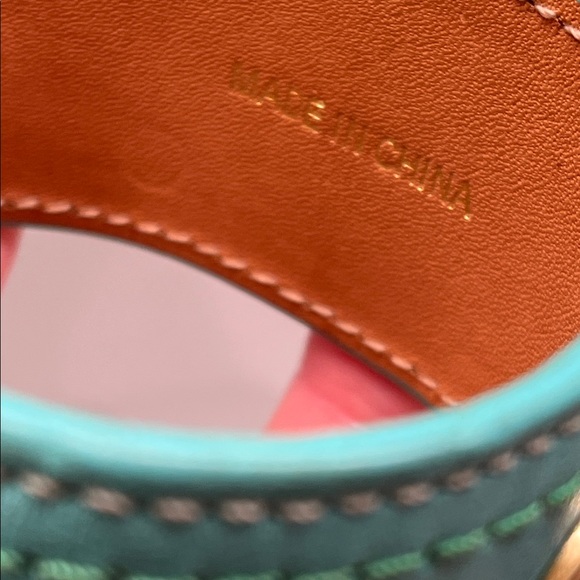 Coach Turquoise Leather Cuff Bangle Bracelet EUC - Picture 7 of 8